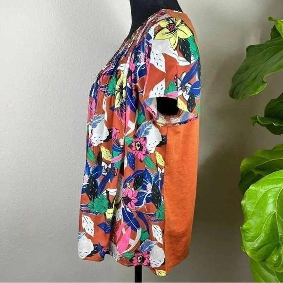 Anthropologie DOLAN Women’s Left Coast Pleated Short Sleeve Floral Blouse Medium - Picture 3 of 16